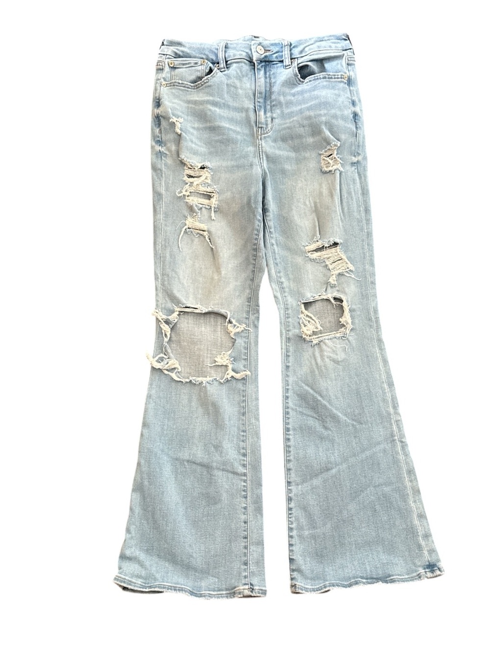 American Eagle Outfitters Light Blue Distressed Flare Jeans